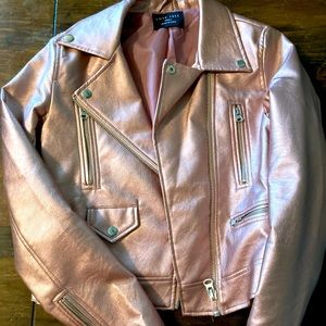 Pink Metallic Faux Leather Jacket